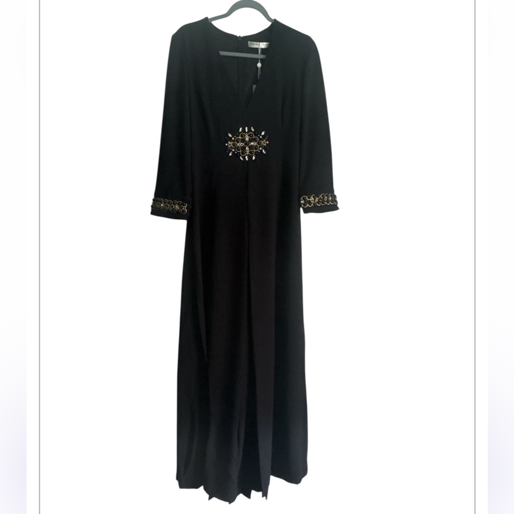 Trina Turk Black Maxi Dress With Gold Embellishments